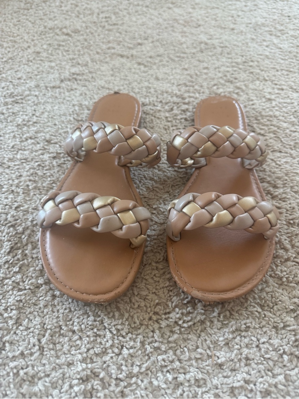 a new day Braided Double-Strap Slide Sandals - Tan/Gold